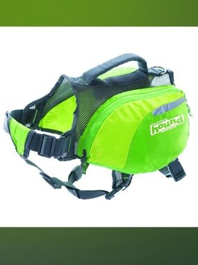 Outward Hound Neon Green Dog Hiking Pack with Dark Gray Straps